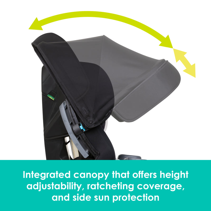 Integrated canopy that offers height adjustability of the Baby Trend Cover Me 4-in-1 Convertible Car Seat
