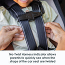 Load image into gallery viewer, No twist harness indicator allows parents to quickly see when the straps of the car seat are twisted of the Baby Trend Cover Me 4-in-1 Convertible Car Seat