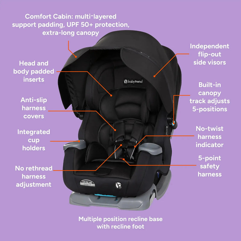Baby Trend Cover Me 4-in-1 Convertible Car Seat feature call out