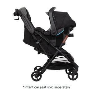 Baby Trend York Compact Side-By-Side Double Stroller with infant car seat attachment