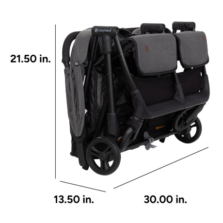 Baby Trend York Compact Side-By-Side Double Stroller with dimensions