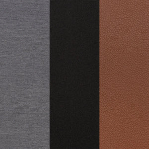 Baby Trend York Compact Side-By-Side Double Stroller color swatches in gray, black, and brown fabric