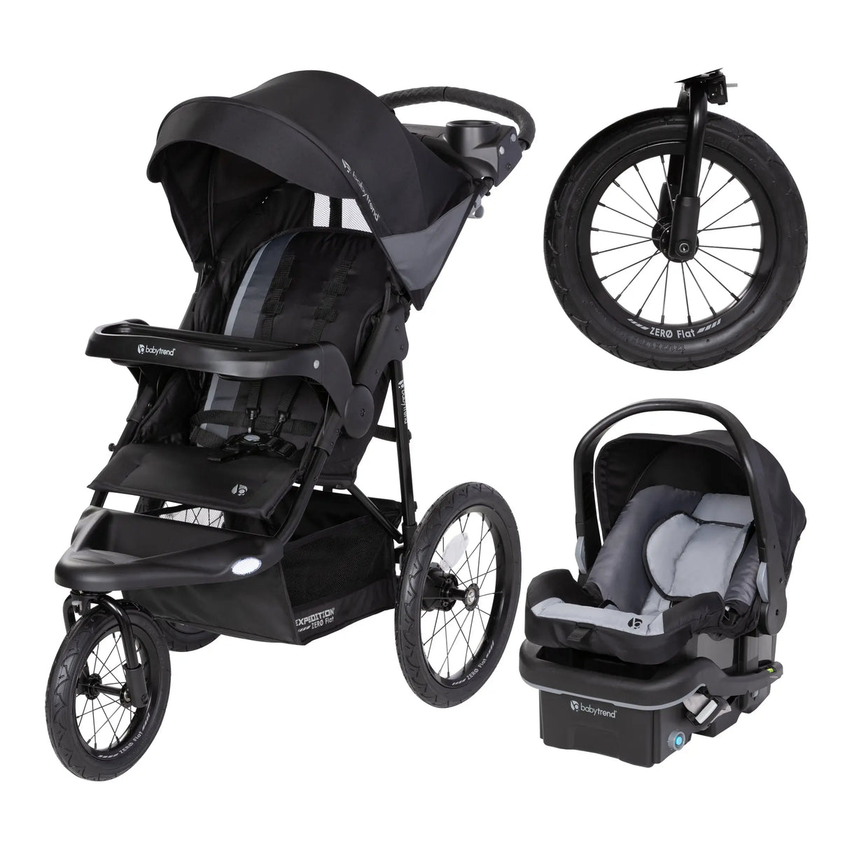 Baby Trend Expedition Zero Flat Jogger Travel System with LED Lights with EZ-Lift PLUS Infant Car Seat 