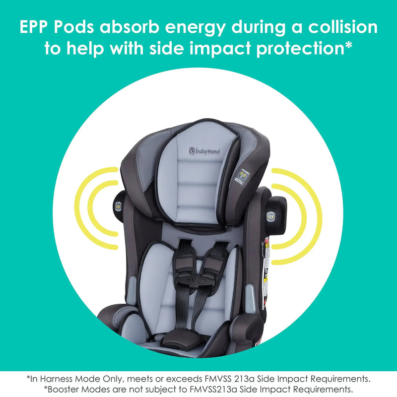 EPP pods absorb energy during a collision to help with side impact protection on the Baby Trend Hybrid Combination Booster Car Seat