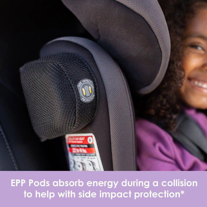 EPP pods absorb energy during a collision to help with side impact protection on the Baby Trend Hybrid SI 3-in-1 Combination Booster Car Seat