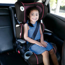 Load image into gallery viewer, A girl is sitting in the Baby Trend PROtect 2-in-1 Folding Booster Car Seat