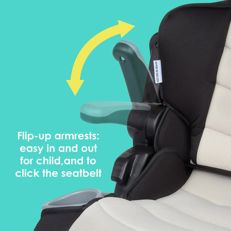 Baby Trend PROtect 2-in-1 Folding Booster Car Seat flip arm armrests are easy for in and out for child