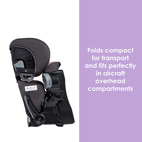 Baby Trend PROtect 2-in-1 Folding Booster Car Seat folds compact for transport and fits perfectly in aircraft overhead