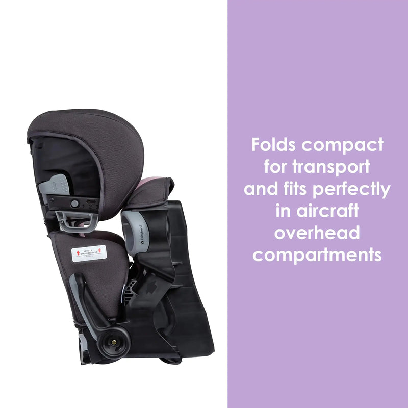 Baby Trend PROtect 2-in-1 Folding Booster Car Seat folds compact for transport and fits perfectly in aircraft overhead