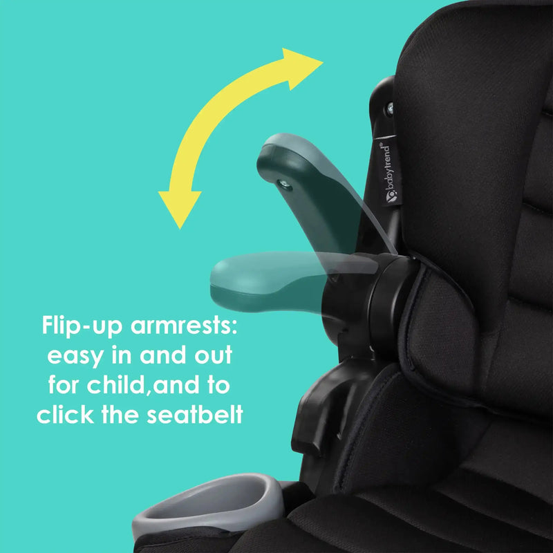 Baby Trend PROtect 2-in-1 Folding Booster Car Seat flip arm armrests are easy for in and out for child