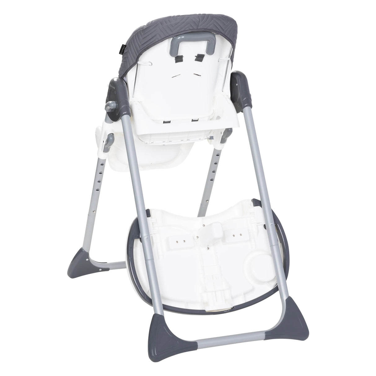 Rear view of the Baby Trend Tot Spot 3-in-1 High Chair with the tray stored in the back