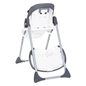 Rear view of the Baby Trend Tot Spot 3-in-1 High Chair with the tray stored in the back