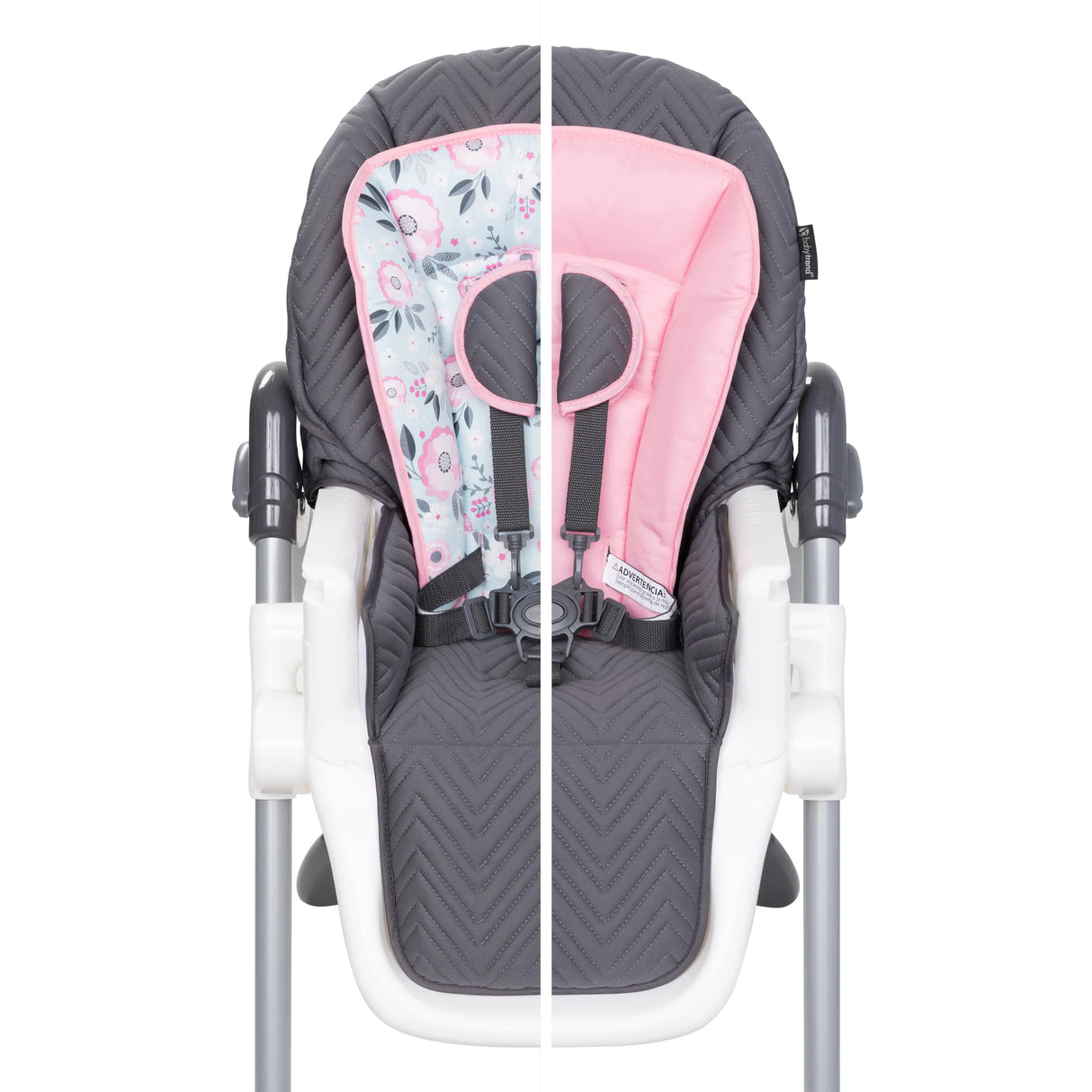 Baby Trend Tot Spot 3-in-1 High Chair showcasing two seat pad colors