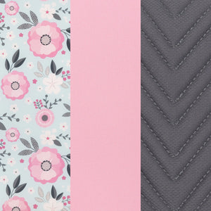 Baby Trend Tot Spot 3-in-1 High Chair pink, grey, and floral pattern fabric
