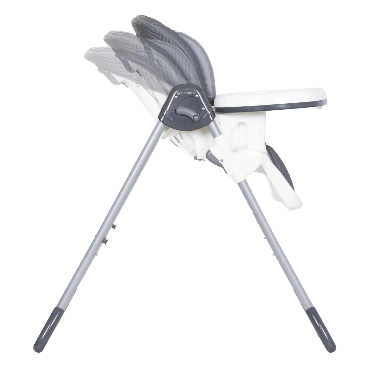 Side view of the Baby Trend Tot Spot 3-in-1 High Chair with recline positions