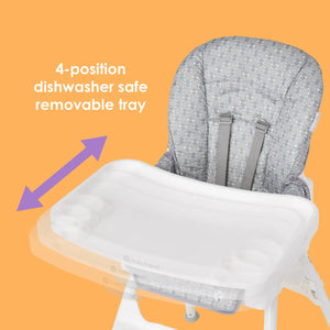 Baby Trend Adapt 4-in-1 High Chair 4 position dishwasher safe removable tray