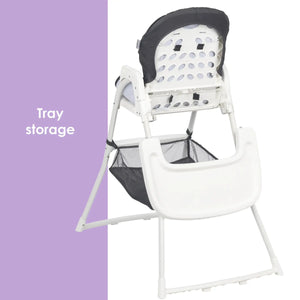 Baby Trend Flat Fold High Chair tray storage