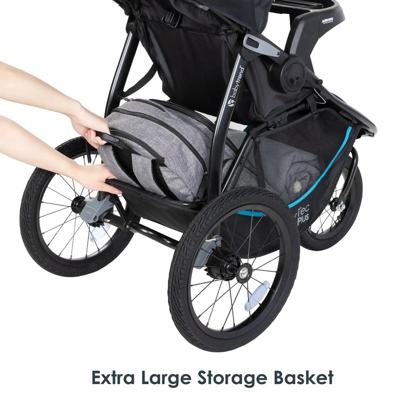 Baby Trend Expedition Race Tec Plus Jogger Stroller with extra large storage basket and rear access