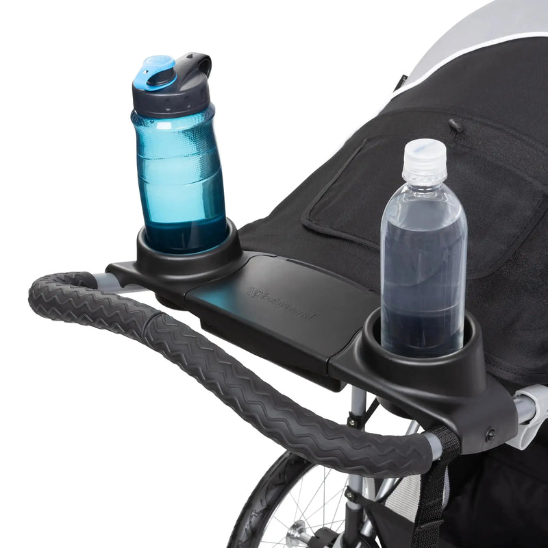 Baby Trend Expedition Jogger in Phantom parent console with two cup holders