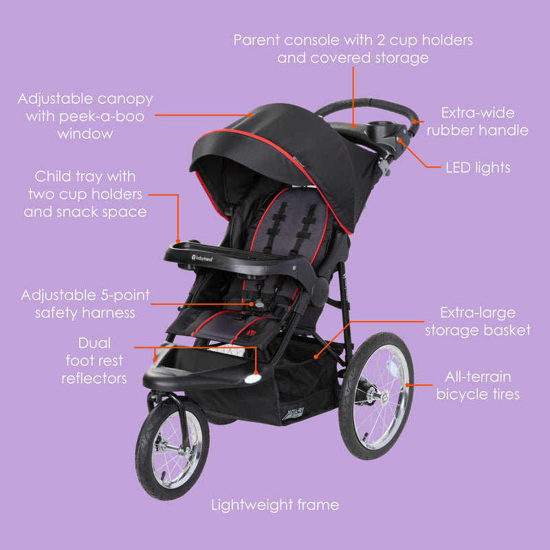 Baby Trend XCEL-R8 PLUS Jogger with LED light features all out