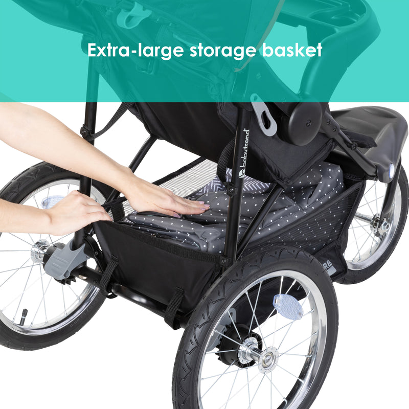 Baby Trend XCEL-R8 PLUS Jogger with LED light extra large storage basket