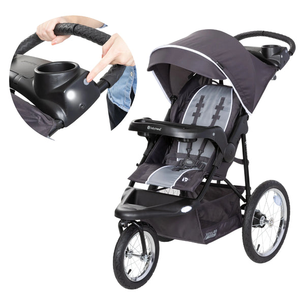 Baby Trend XCEL R8 PLUS Jogging Stroller with LED Liberty Grey Walmart Exclusive