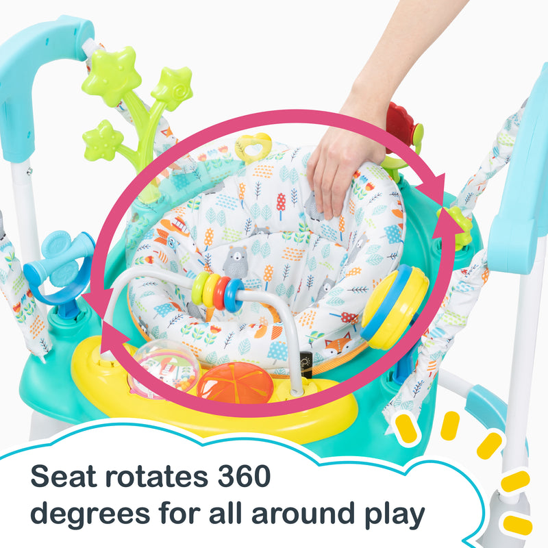Seat rotates 360 degrees for all around play from the Smart Steps Bounce N' Play Jumper