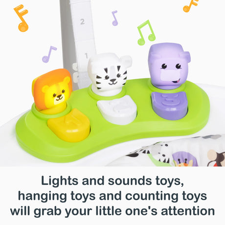 Lights and sounds toys, hanging toys and counting toys will grab your little one's attention from the Smart Steps My First Jumper