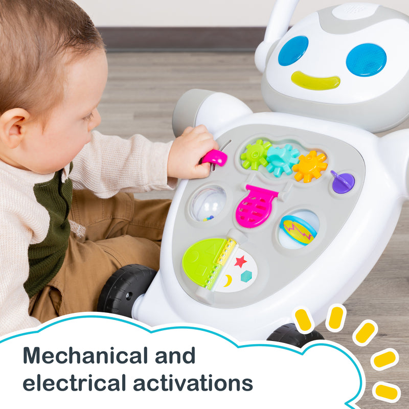 Mechanical and electrical activations on the Smart Steps Buddy Bot 2-in-1 Push Walker