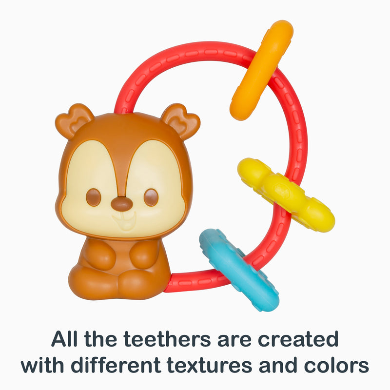All the teethers are created with different textures and colors from the Smart Steps Tiny Nibbles 5-Pack Teethers
