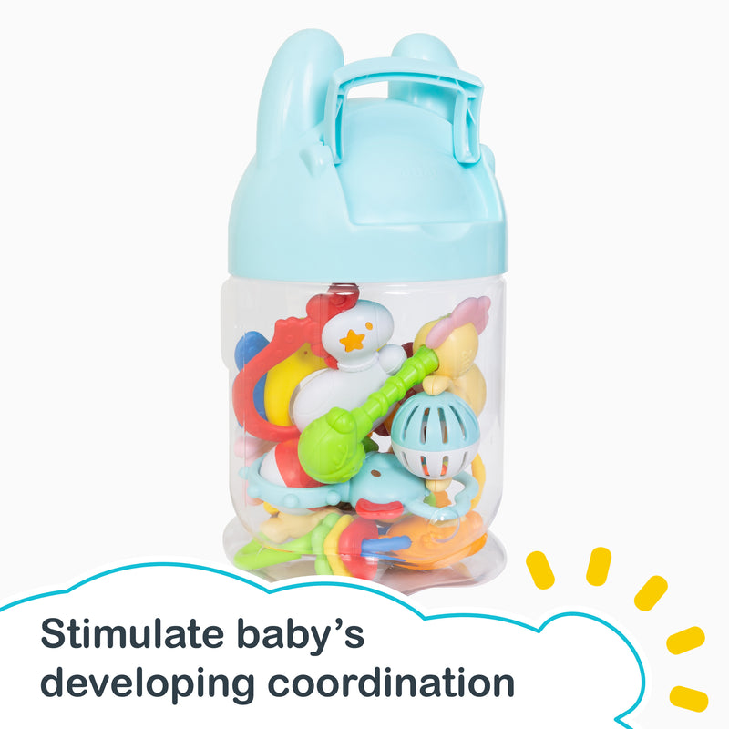 Stimulate baby’s developing coordination from the Smart Steps Tiny Nibbles 10-Pack Teethers