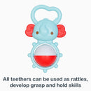 Load image into gallery viewer, All teethers can be used as rattles, develop grasp and hold skills from the Smart Steps Tiny Nibbles 10-Pack Teethers