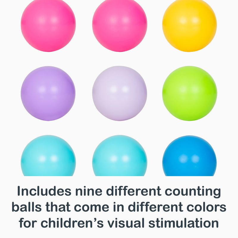 Smart Steps Counting Crab includes nine different counting balls that come in different colors for children's visual stimulation