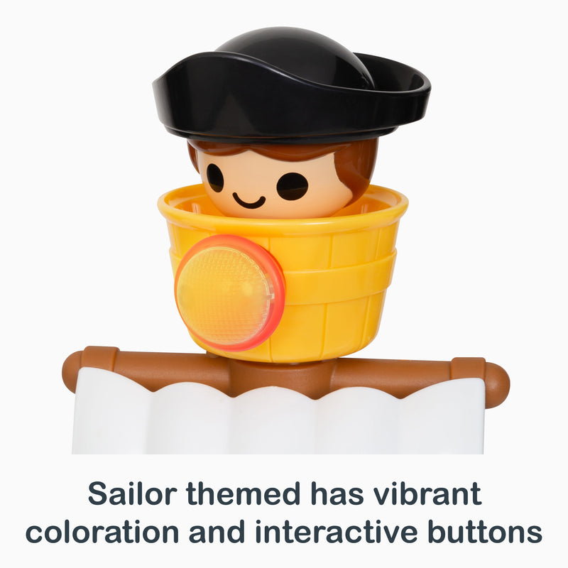Sailer themed has vibrant coloration and interactive buttons on the Smart Steps Smart Ship