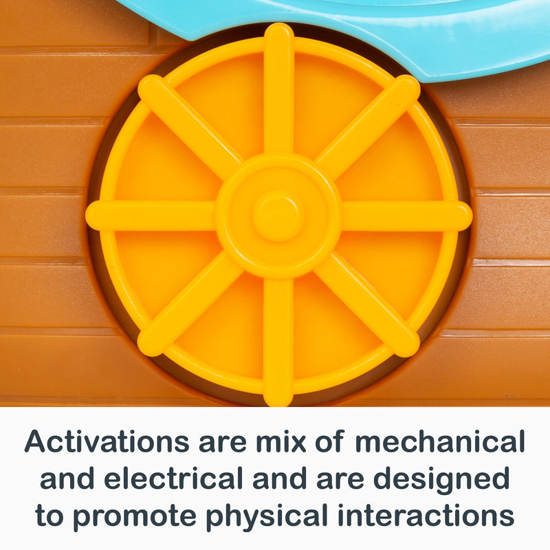 Activations are mix of mechanical and electrical and are designed to promote physical interactions on the Smart Steps Smart Ship