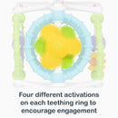 Load image into gallery viewer, Four different activations on each teething ring​ to  encourage engagement from the Smart Steps Grab N' Spin Rattle and Teether