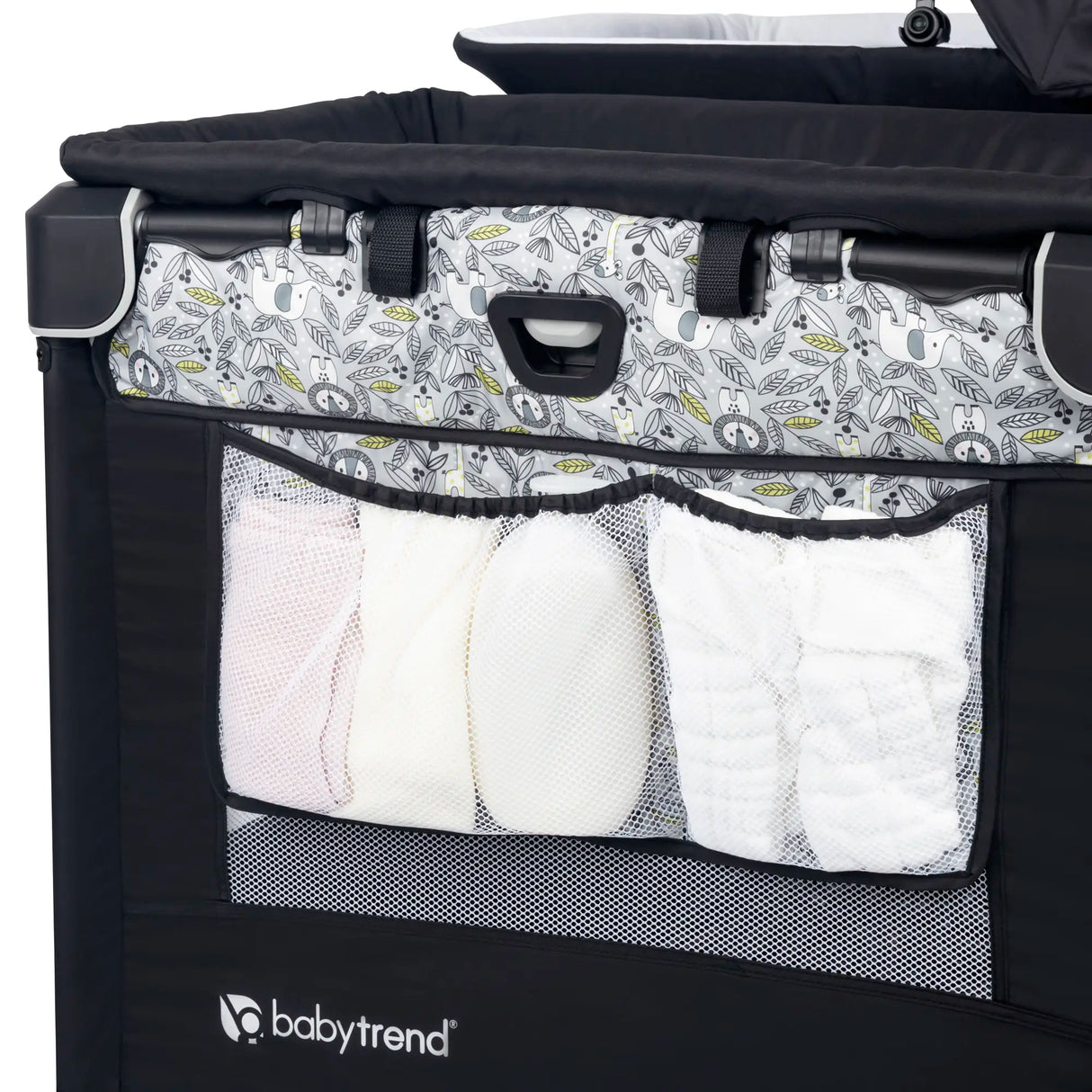Baby Trend Nursery Den Playard with side diaper storage organizer