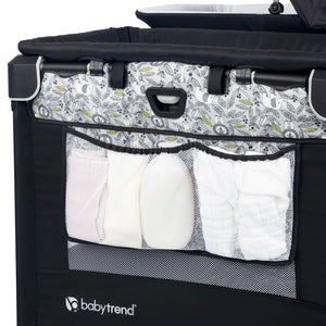 Baby Trend Nursery Den Playard with side diaper storage organizer