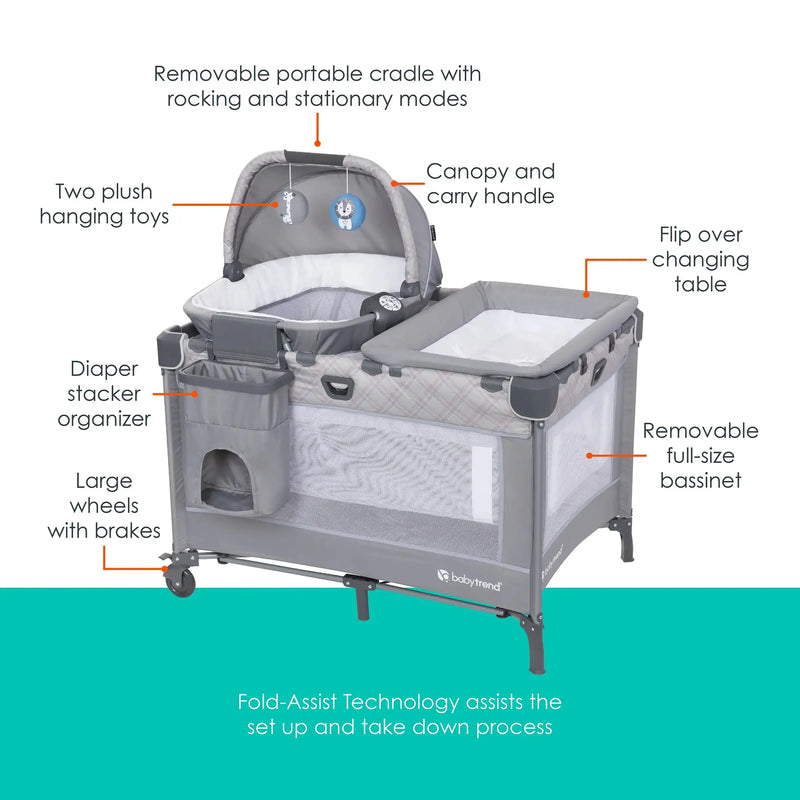Lullaby Nursery Suite EZ-Fold Playard with Portable Rocking