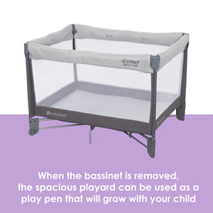Comet Quick-Fold Playard with Hanging Bassinet in Desert Grey