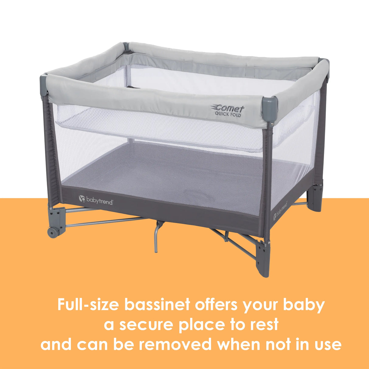 Comet Quick-Fold Playard with Hanging Bassinet in Desert Grey