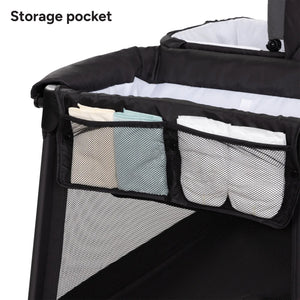 Baby Trend Willow Nursery Center Playard storage pocket with diapers and towels