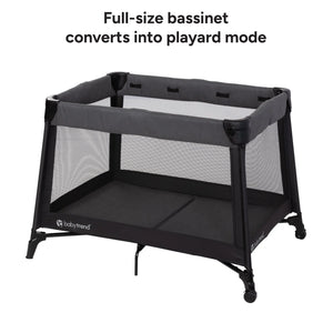 Baby Trend Willow Nursery Center Playard full size bassinet coverts into playard mode when taken out