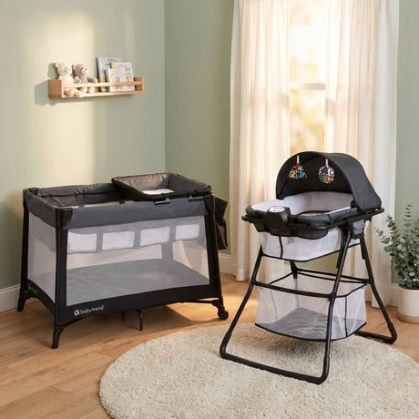 The Baby Trend Willow Nursery Center Playard set in the home of a newborn family