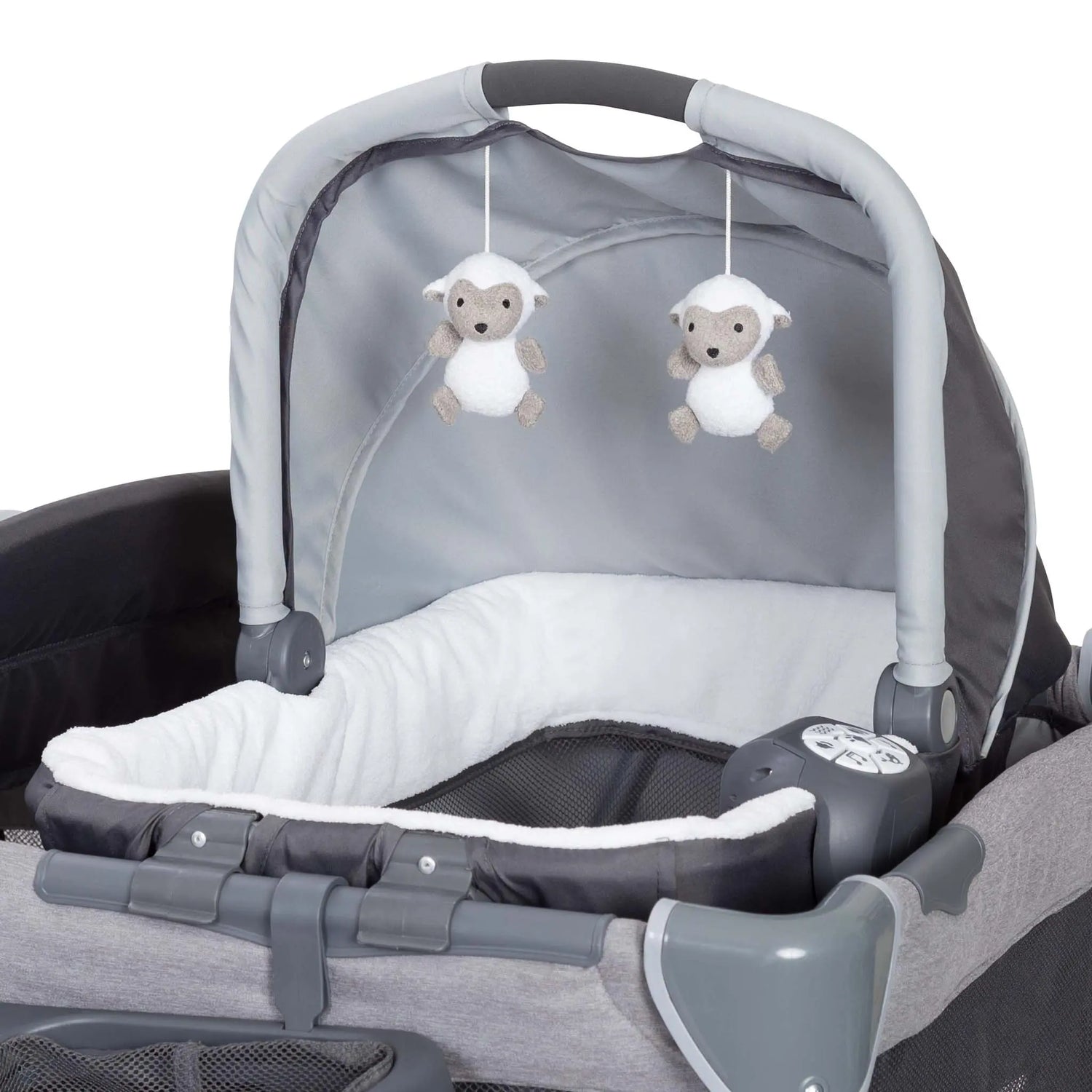 baby trend mattress pad Baby Trend Nursery Center Travel Crib with Removable Rock-A-Bye Bassinet, Changing Table, Organizer, and Electronic Music Center and Nightlight,