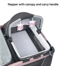 Load image into gallery viewer, Baby Trend Simply Smart Nursery Center Playard napper with canopy and carry handle