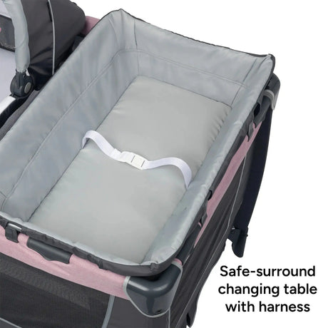 Safe surround changing table on the Baby Trend Simply Smart Nursery Center Playard