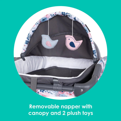 Baby Trend Lil' Snooze Deluxe II Nursery Center Playard removable napper with canopy and 2 plush toys