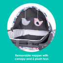 Load image into gallery viewer, Baby Trend Lil' Snooze Deluxe II Nursery Center Playard removable napper with canopy and 2 plush toys