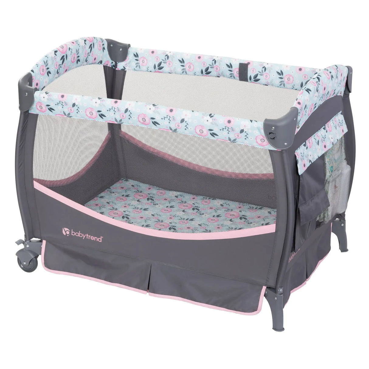 The Baby Trend Deluxe II Nursery Center Playard with no accessories attached 